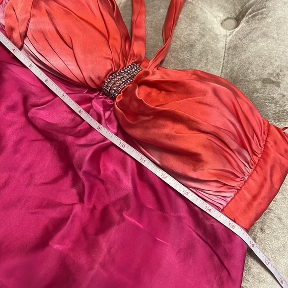 Cache 100% silk halter top with rhinestones and padding, hot pink and orange - Picture 13 of 13